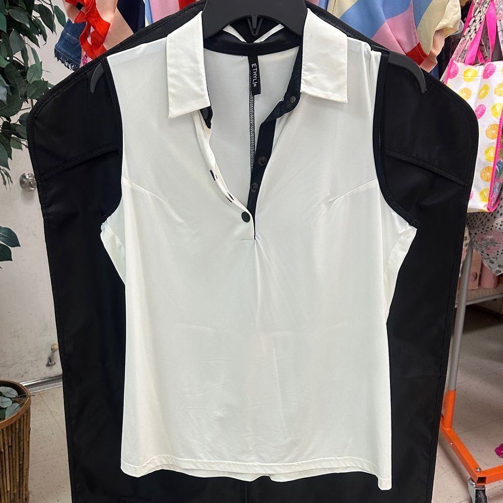 Chic Black and White Button-Up Blouse